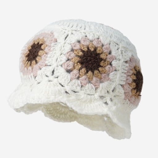 バケットハット 花模様のかぎ針編みバケットハット