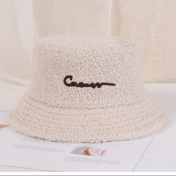 バケットハット もこもこ刺繍入りふわふわバケット
