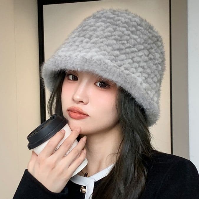 バケットハット もこもこ質感 ふわふわ ファーバケットハット