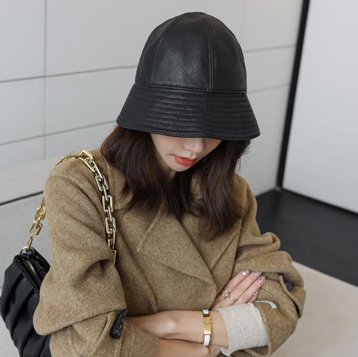 バケットハット 上質 なめらか 本革バケットハット