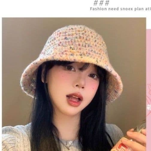 バケットハット 彩り結ぶ 手編みキャンディーカラー フィッシャーマンハット  編み物バケットハット