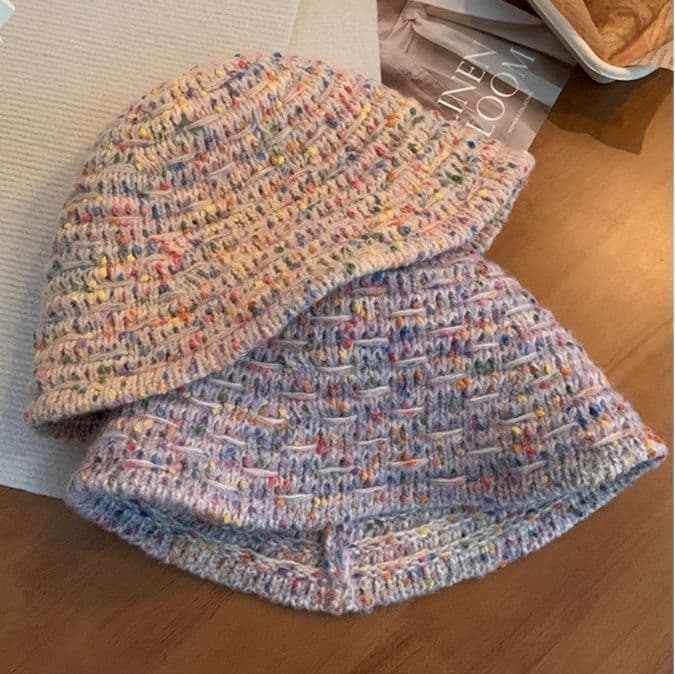 バケットハット 彩り結ぶ 手編みキャンディーカラー フィッシャーマンハット  編み物バケットハット