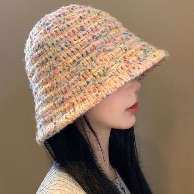 バケットハット 彩り結ぶ 手編みキャンディーカラー フィッシャーマンハット  編み物バケットハット