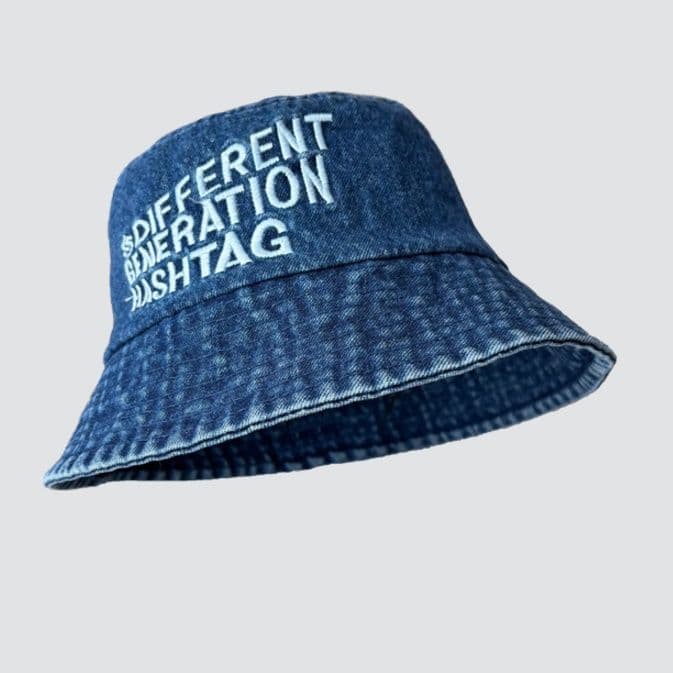 バケットハット バケットハット 刺繍入り世代メッセージデニムハット