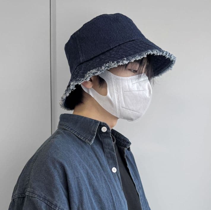 バケットハット 裾ほつれ風デニムバケットハット