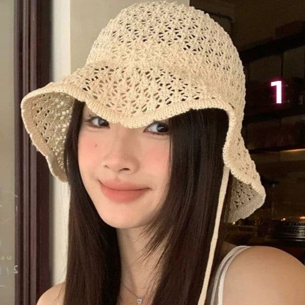 春夏 編み物バケットハット 紫外線対策 男女兼用