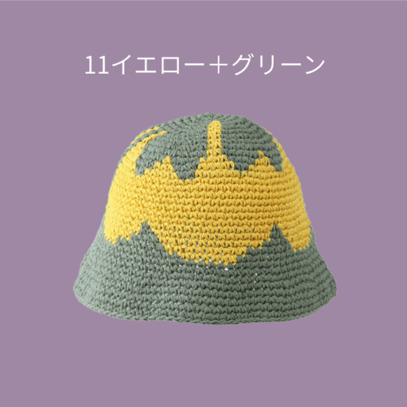 バケットハット お花モチーフの手編みバケットハット