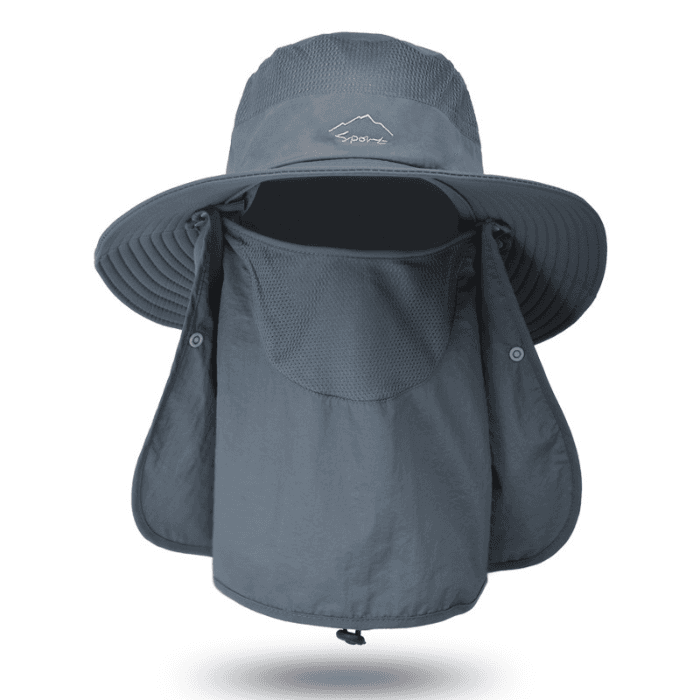 バケットハット 多機能日よけ付き登山バケットハット紐付き