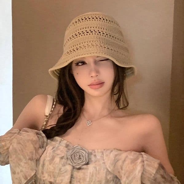 バケットハット プラスサイズ対応 ゆったり 編み物 バケットハット