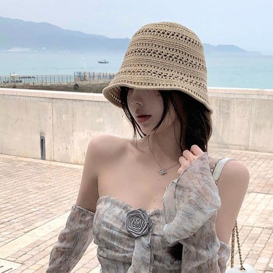 バケットハット プラスサイズ対応 ゆったり 編み物 バケットハット