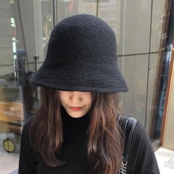 バケットハット 手編み風つば広バケットハット