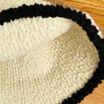 バケットハット もこもこ配色縁取り編み物バケットハット