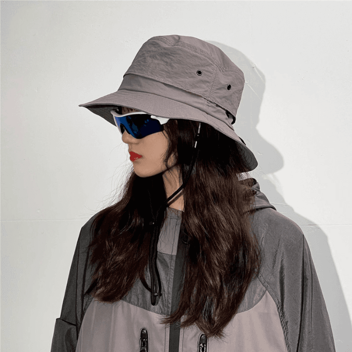バケットハット 折りたたみ式 防水加工 紐付きバケットハット