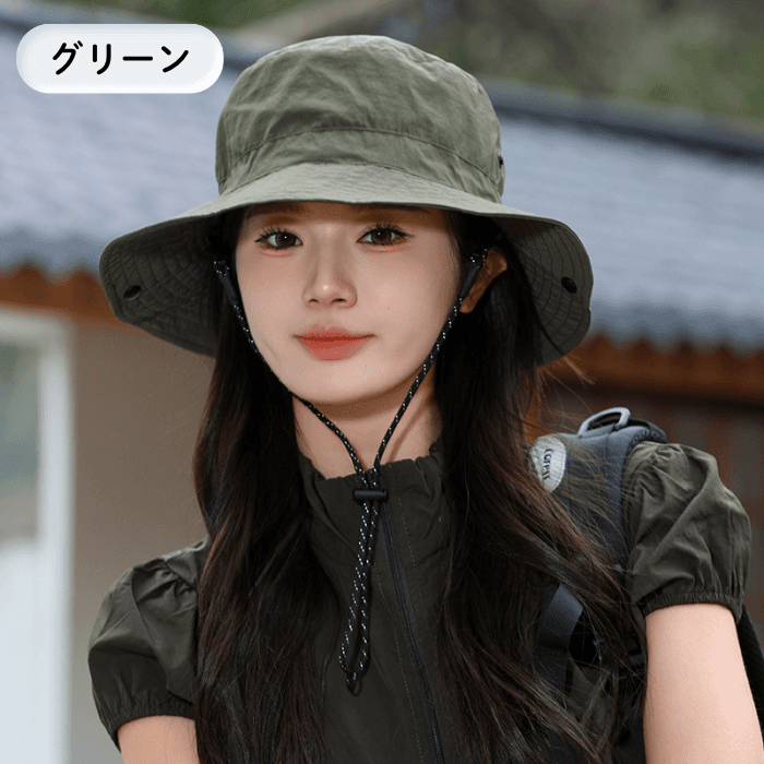 バケットハット アウトドア日除け紐付きバケットハット