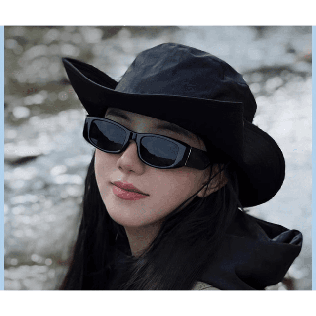 バケットハット 紐付き大きめつば広アウトドアバケットハット