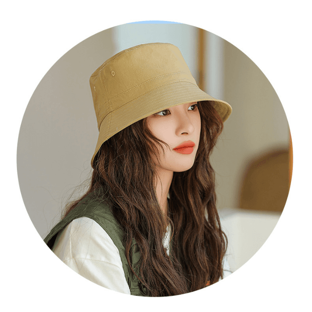 バケットハット あご紐付きコットン素材のカジュアルバケットハット