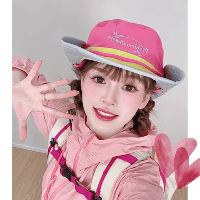 バケットハット 配色切替デザイン紐付きバケットハット