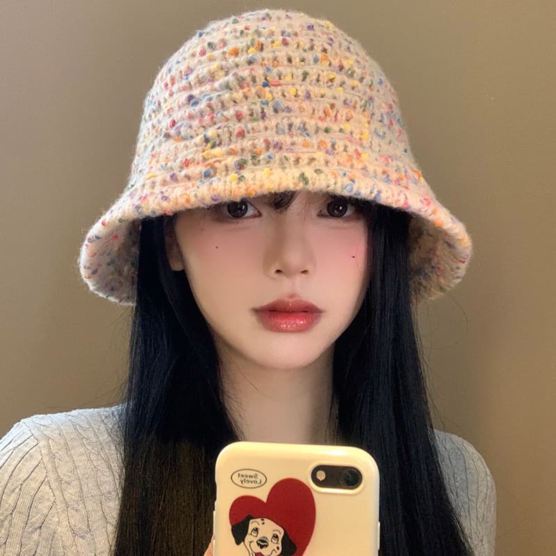 バケットハット 彩り結ぶ 手編みキャンディーカラー フィッシャーマンハット  編み物バケットハット