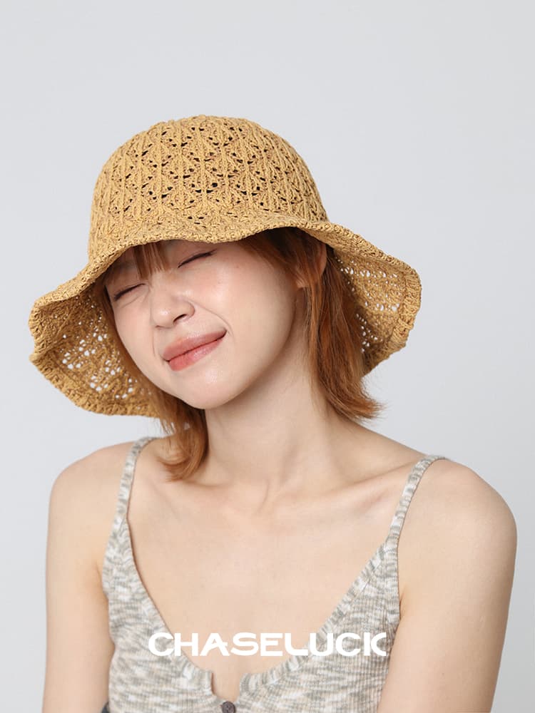 バケットハット 透かし編み ふんわりバケットハット