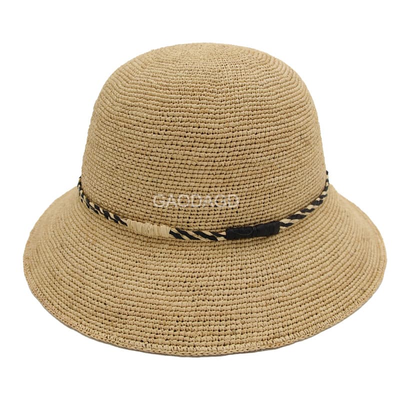 バケットハット 涼やか手編みバケットハット 夏の日差しよけ帽子