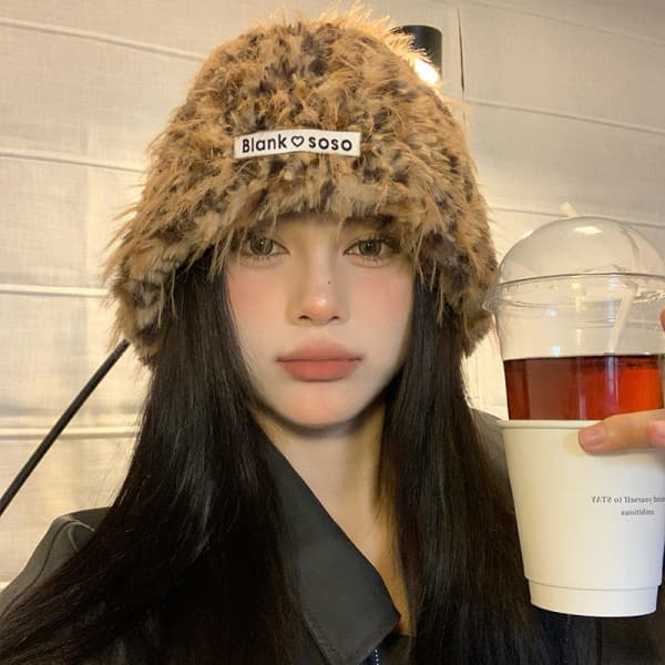 ファーバケットハット女性用韓国風帽子ふわふわ