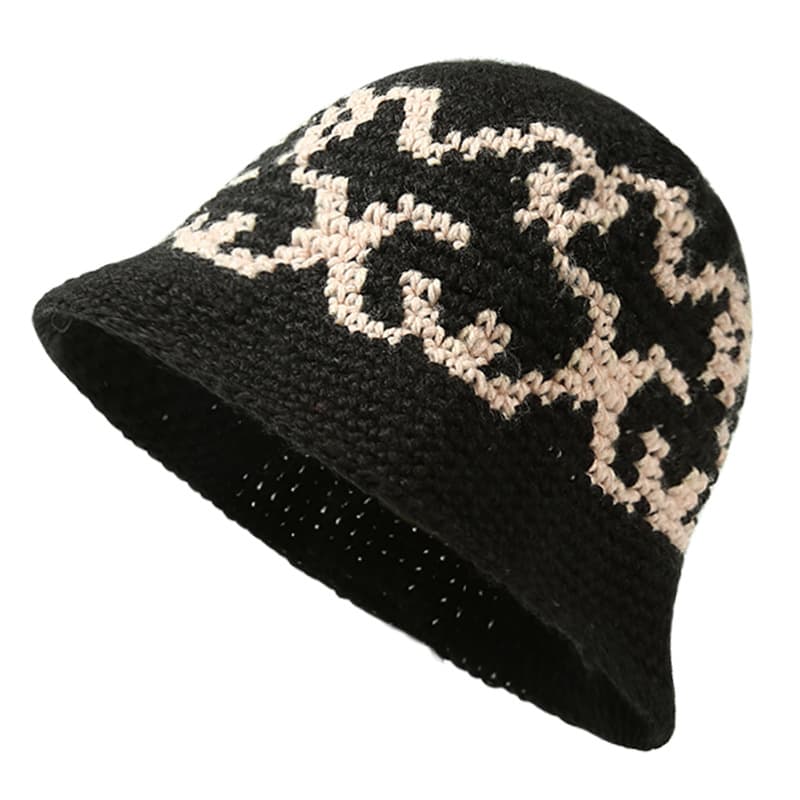 バケットハット 伝統模様 手編みバケットハット