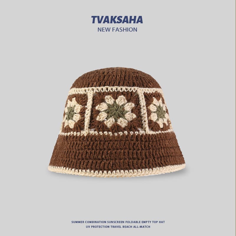 バケットハット 花モチーフ編みバケットハット