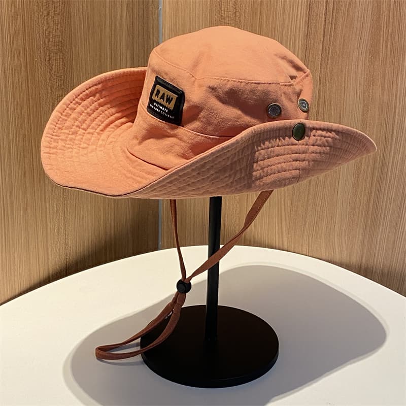 バケットハット ワイドブリム 紐付きバケットハット