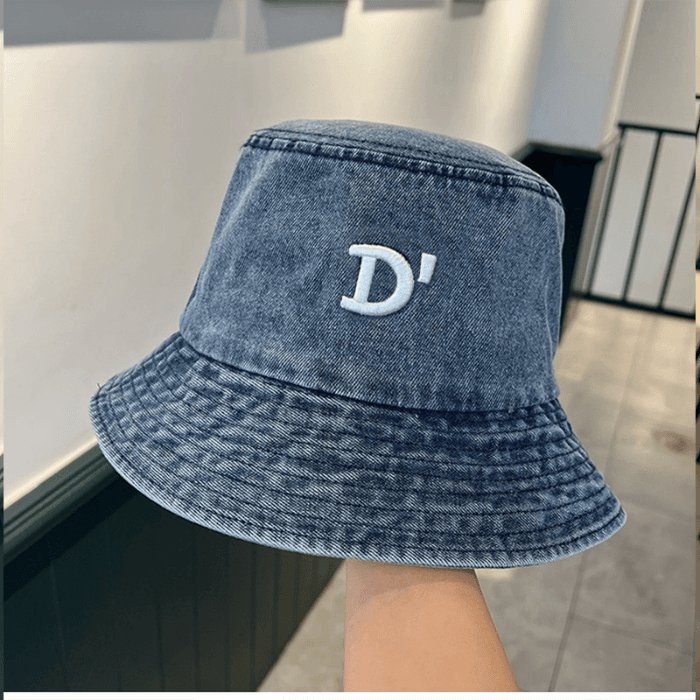 バケットハット ヴィンテージ 刺繍入り デニムバケットハット