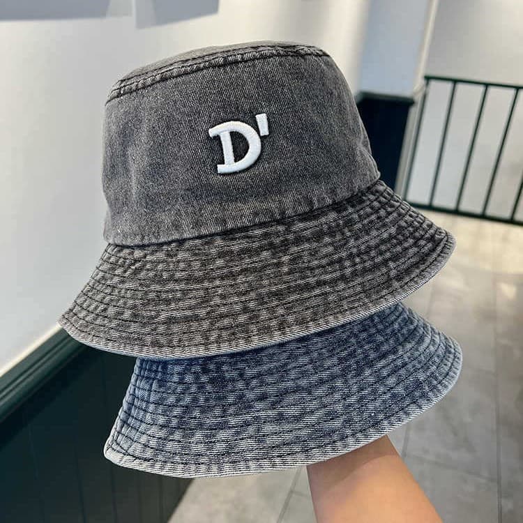 バケットハット ヴィンテージ 刺繍入り デニムバケットハット