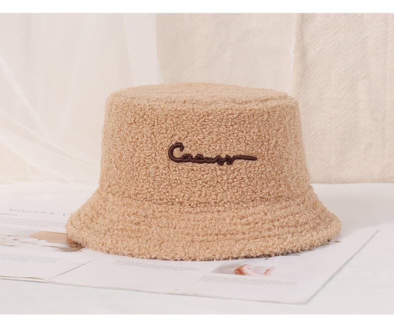 バケットハット もこもこ刺繍入りふわふわバケット