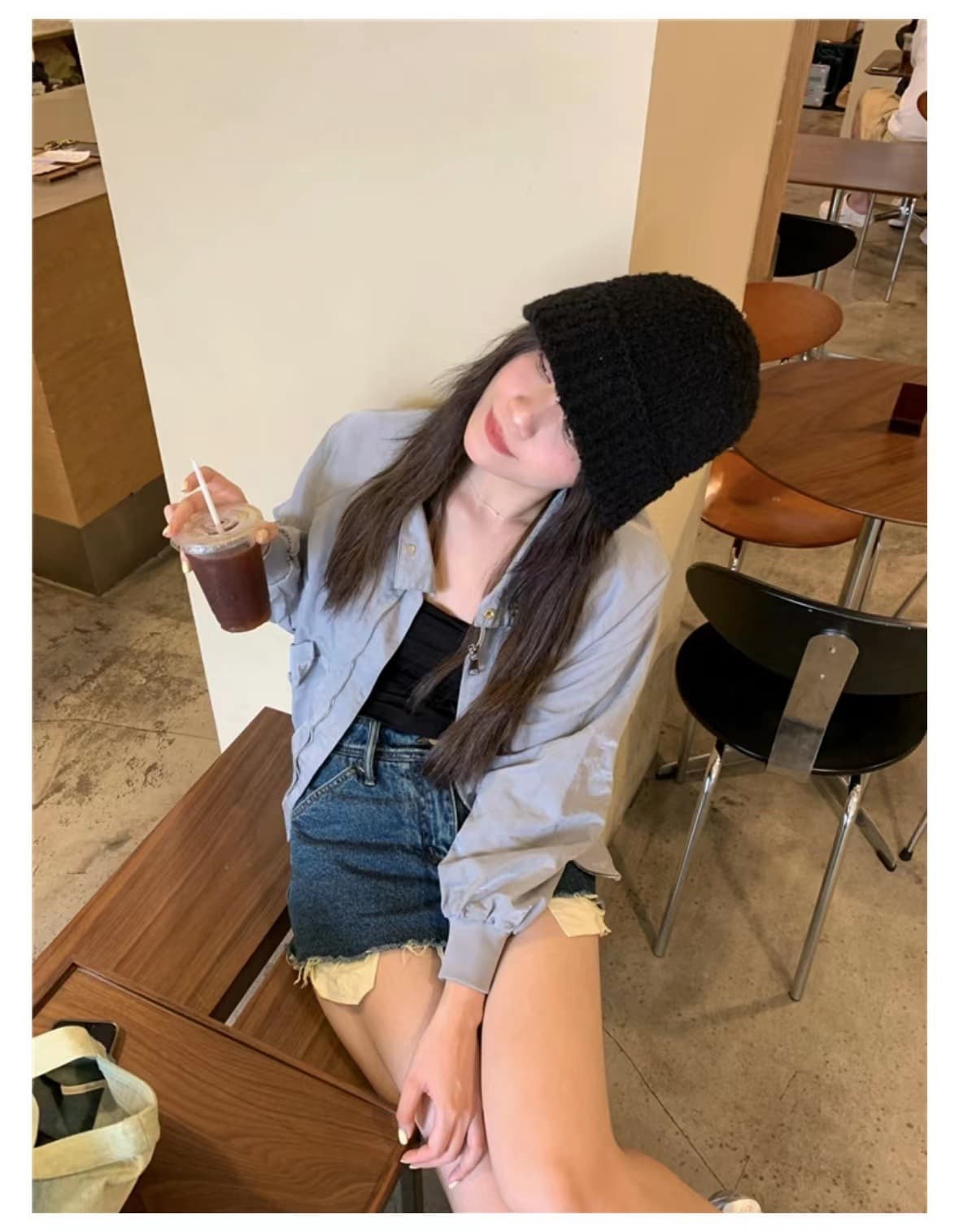 バケットハット ふわふわ毛糸のゆったりバケット帽子