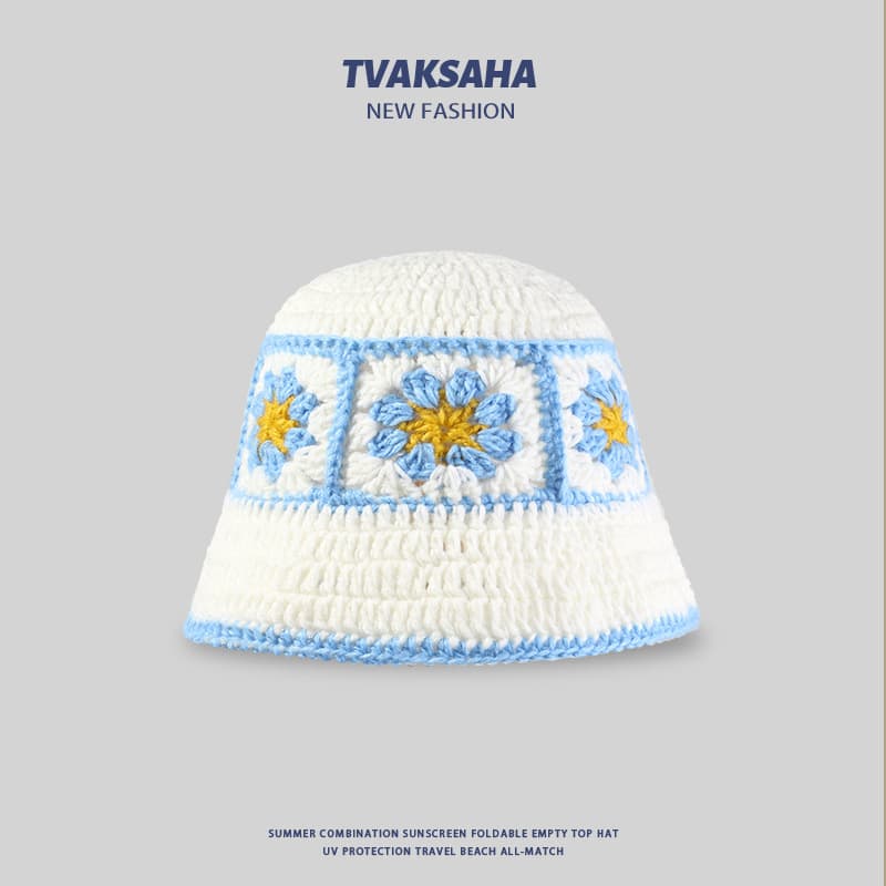 バケットハット 花モチーフ編みバケットハット