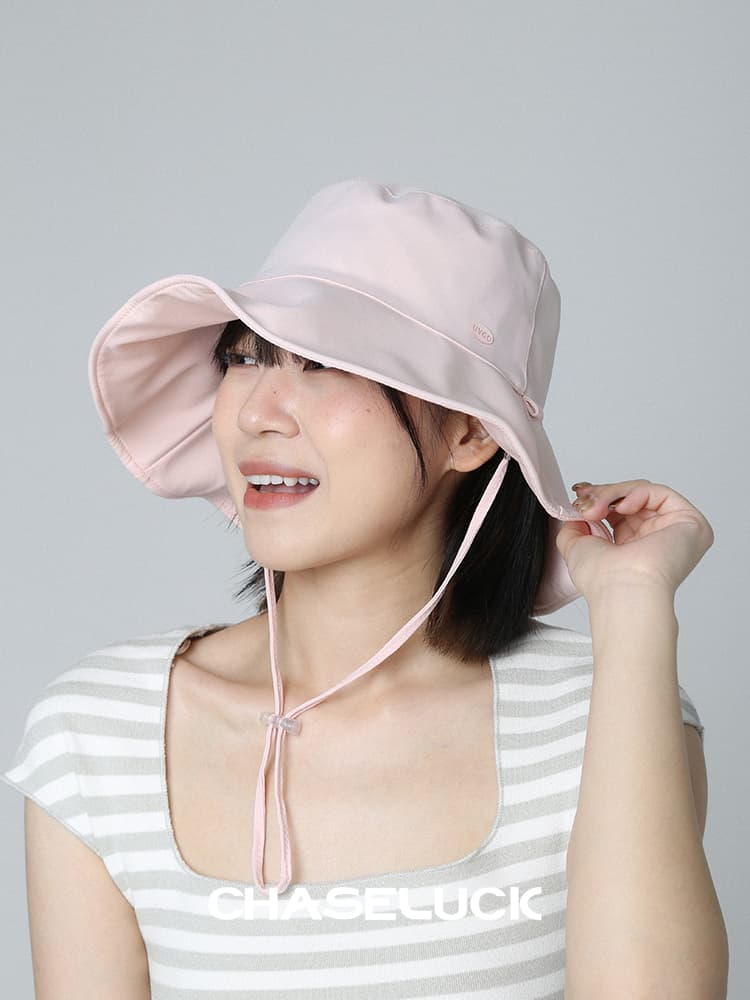 バケットハット シンプル 美人 紐付きバケットハット