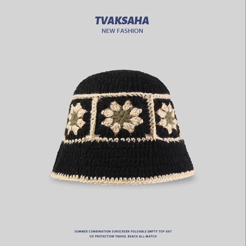 バケットハット 花モチーフ編みバケットハット