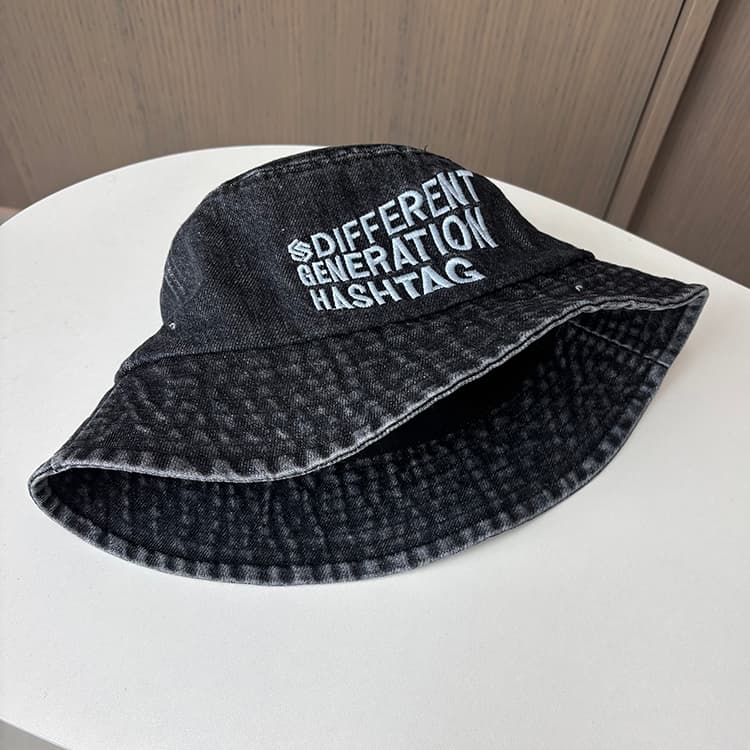 バケットハット バケットハット 刺繍入り世代メッセージデニムハット
