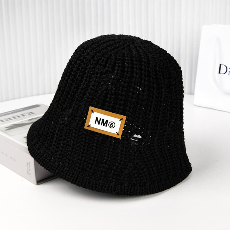 バケットハット 手編み風つば広バケットハット